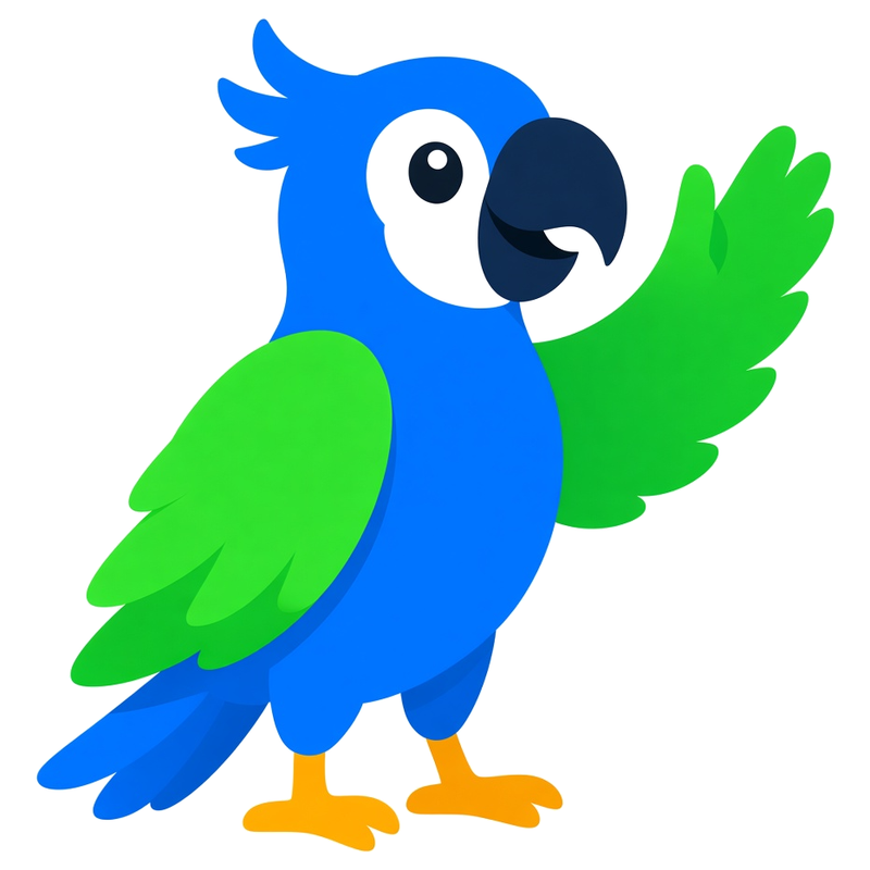 Polly the IPO Stream parrot waving