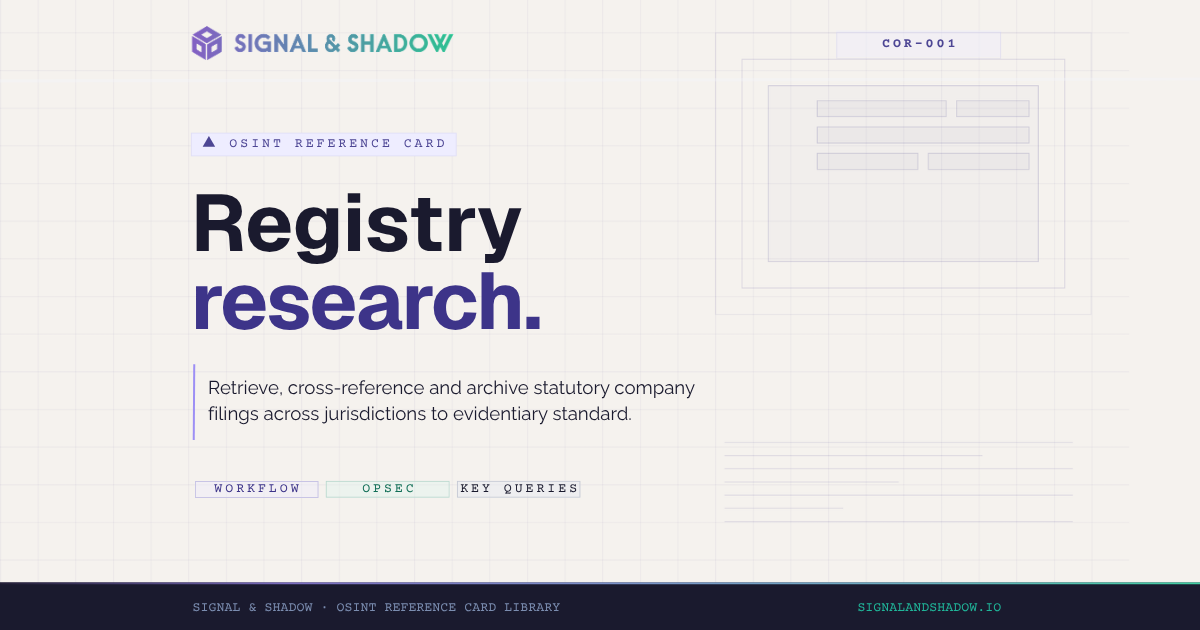 COR-001 Company registry research across jurisdictions thumbnail