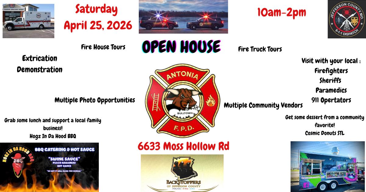 Firefighters demonstrating rescue operations at Antonia Fire Protection District open house
