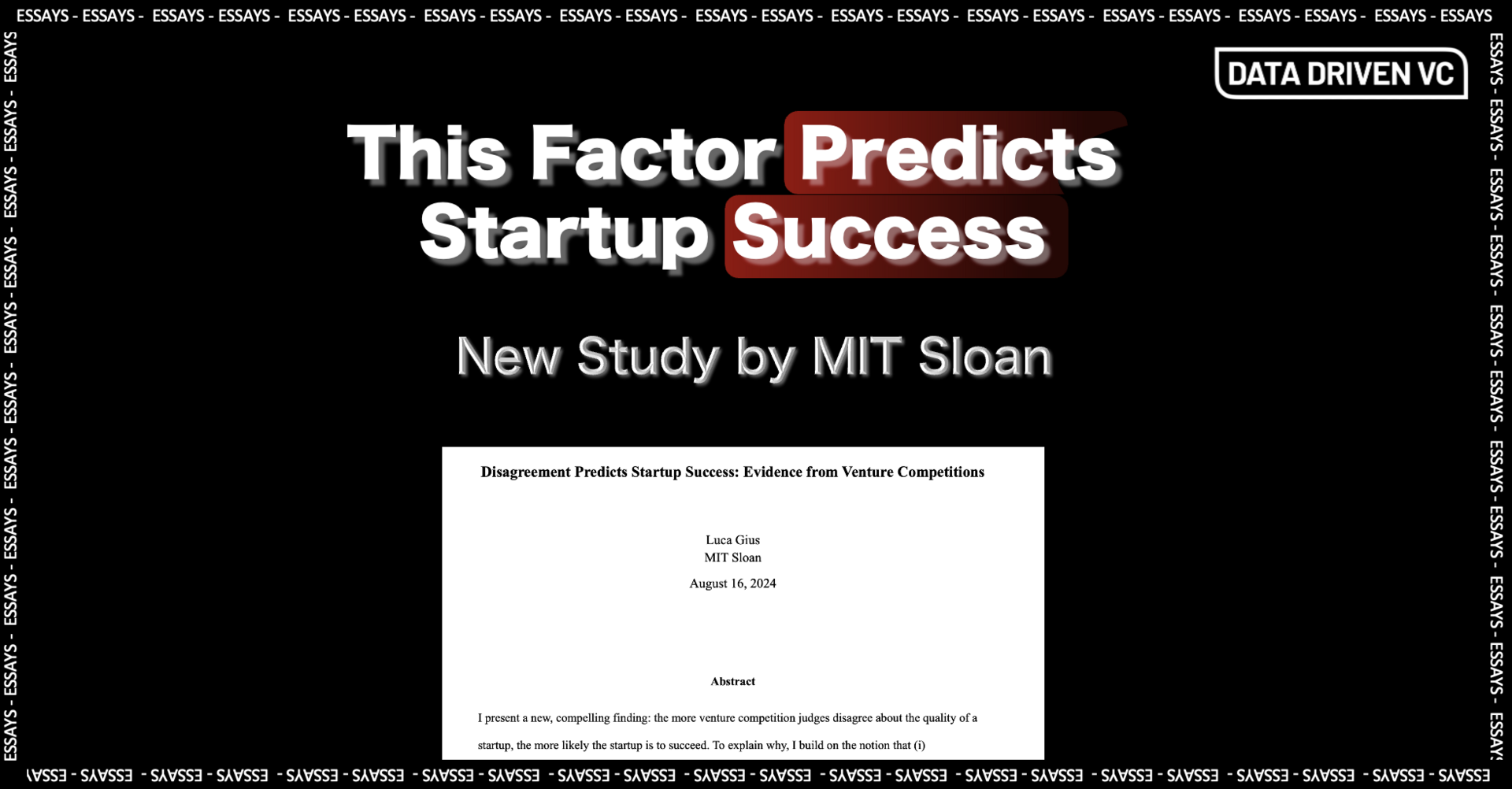 🚀This Factor Predicts Startup Success