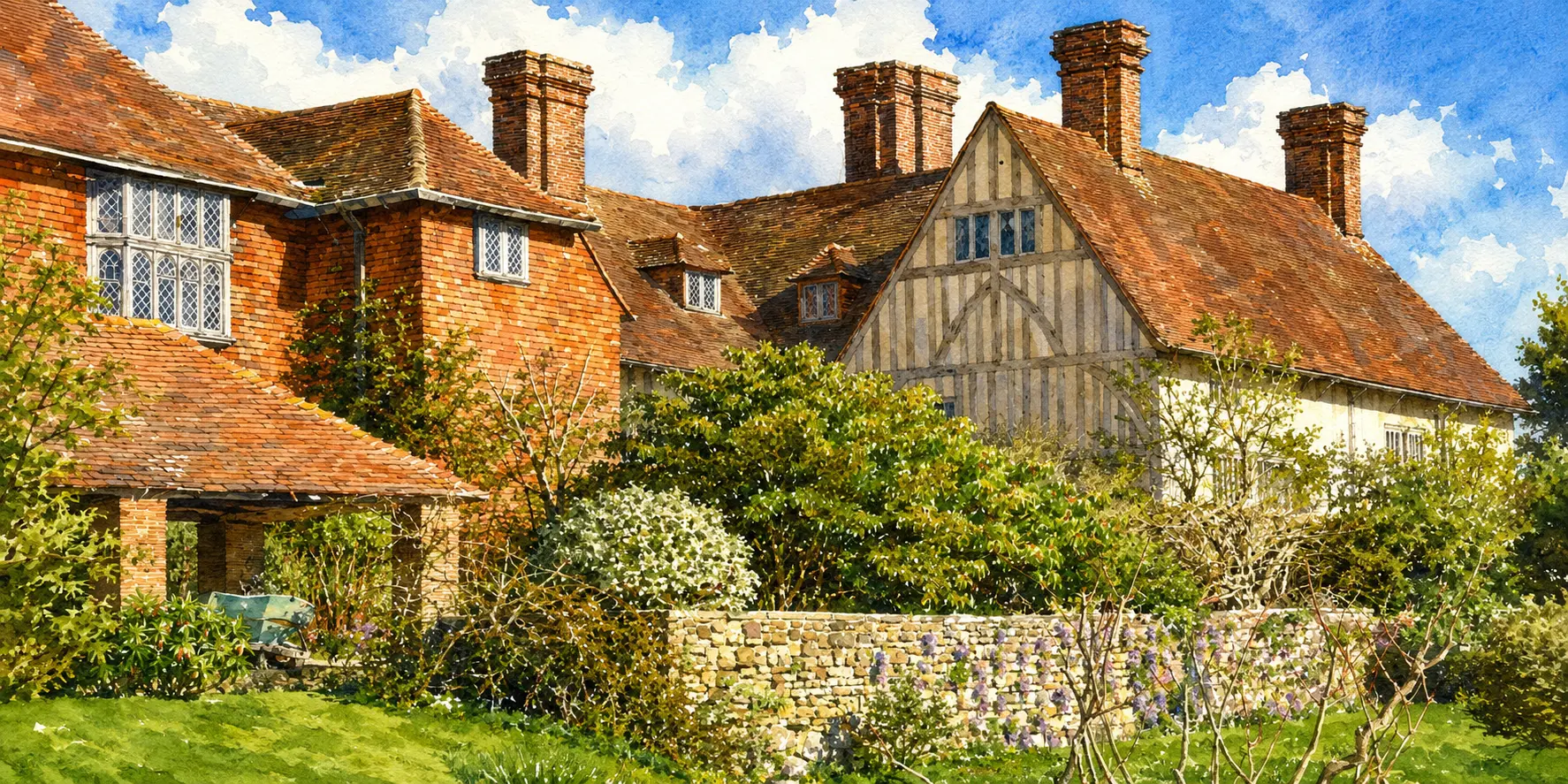 Watercolour illustration of Great Dixter, Issue 10