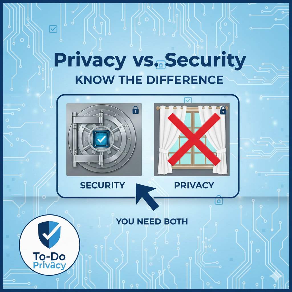 🛡️ Privacy vs. Security: Security is the lock. Privacy is the curtain