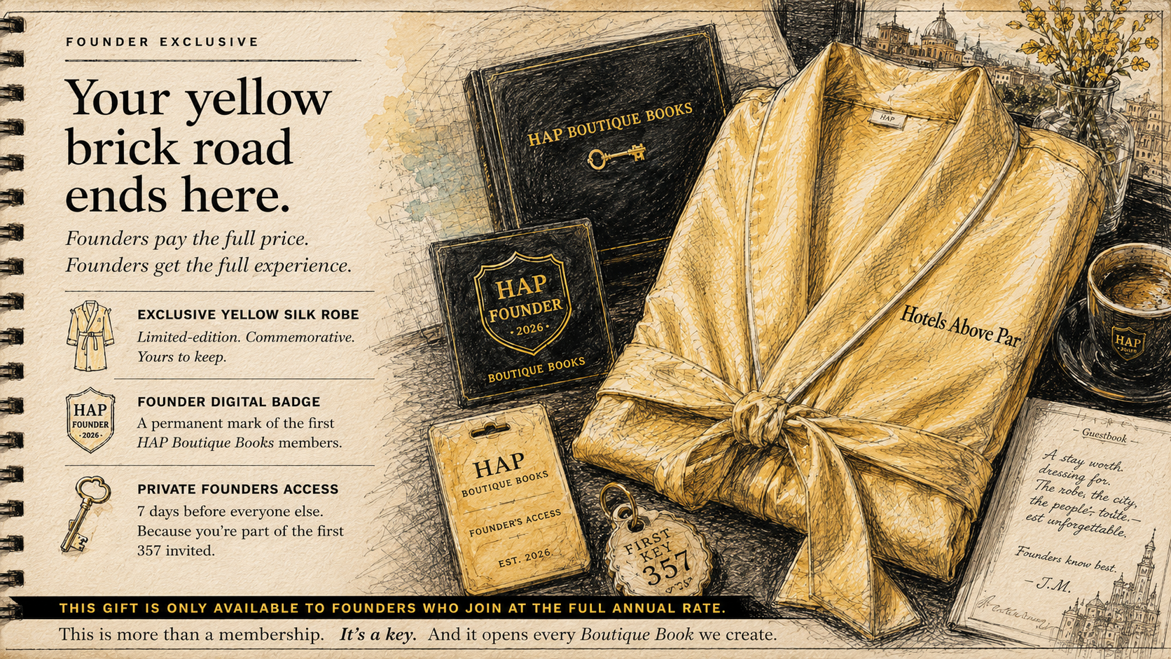 Founder-exclusive yellow silk HAP robe and digital badge