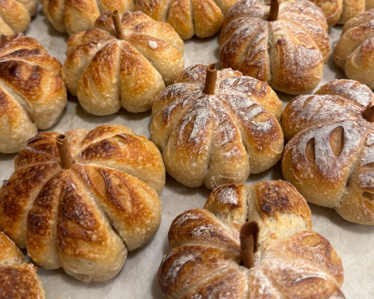 Pumpkin-shaped sourdough rolls from The Toasty Loaf in Boca Raton