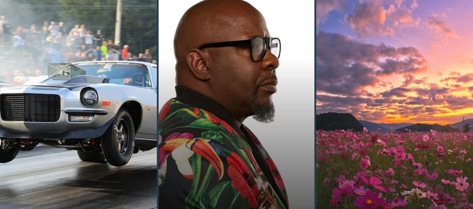 Drag strips, Bobby Brown and Silk, and a flower field at sunset