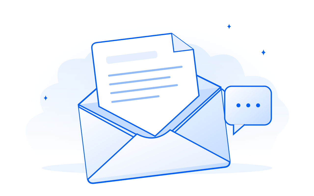 An open subscriber letter with a small conversation bubble.
