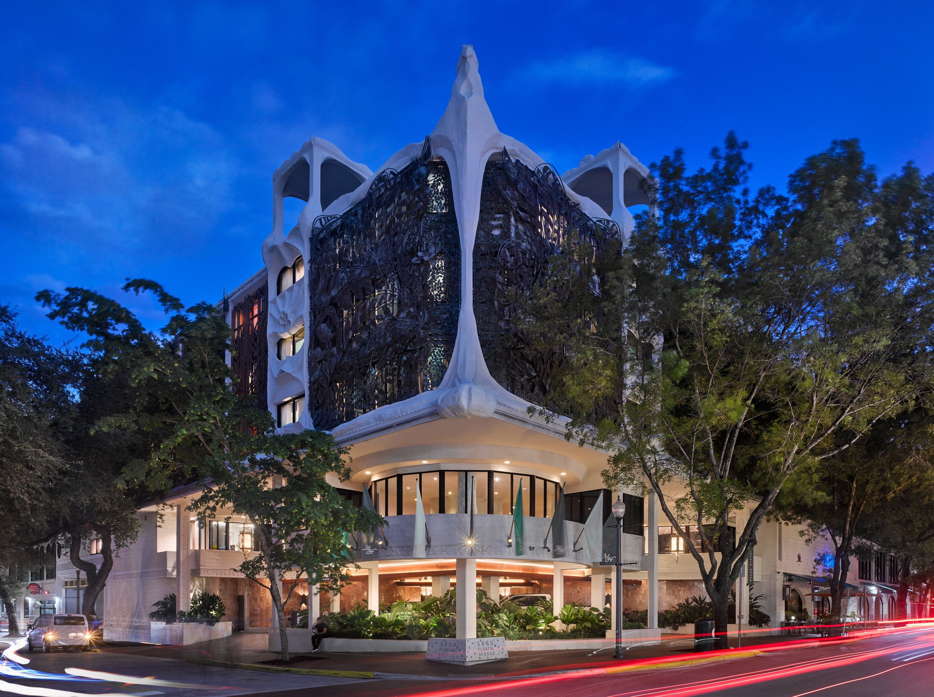 Mayfair House Hotel and Garden exterior at dusk