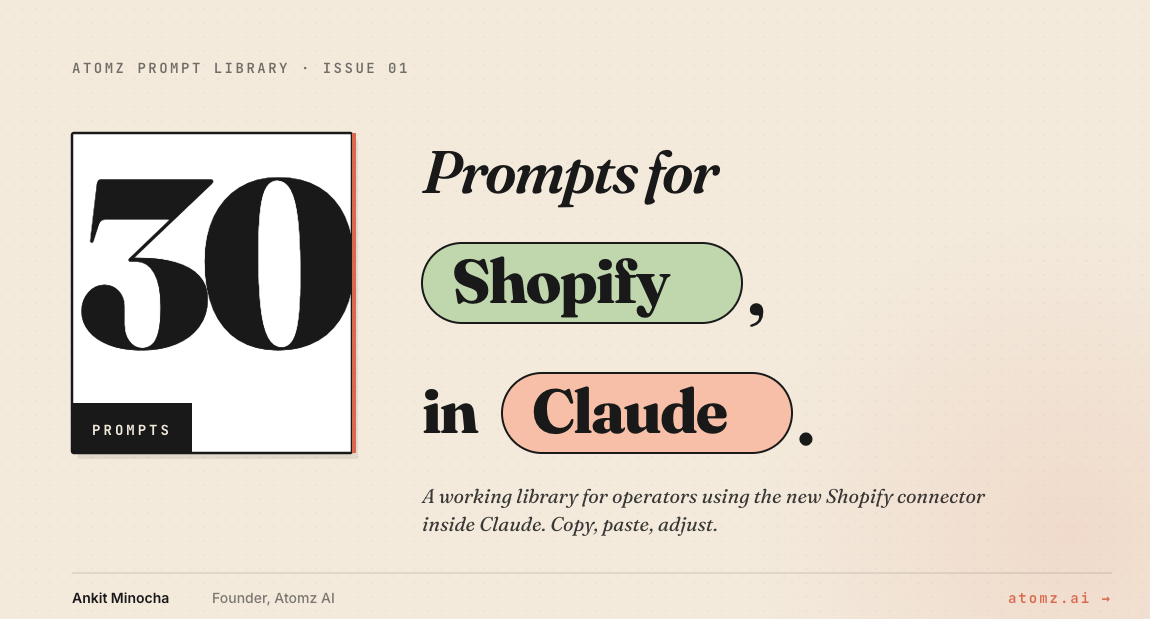 30 Free Prompts for Claude Connector + Shopify