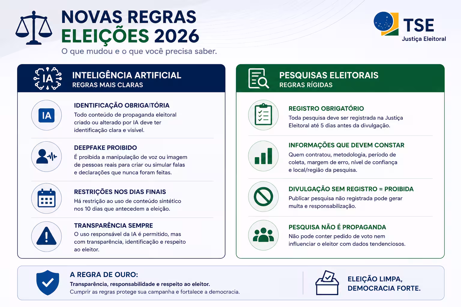 novas regras das eleições 2026 sobre inteligência artificial e pesquisas