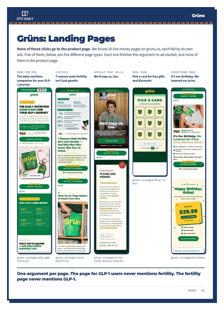 The Gr&uuml;ns landing pages page