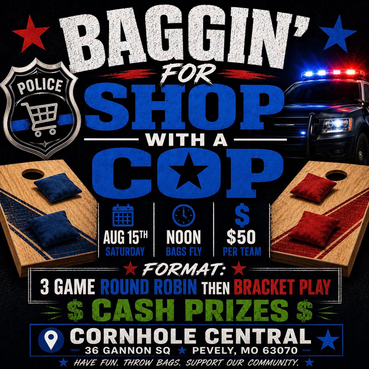 Cornhole to Support Shop with a Cop on August 15