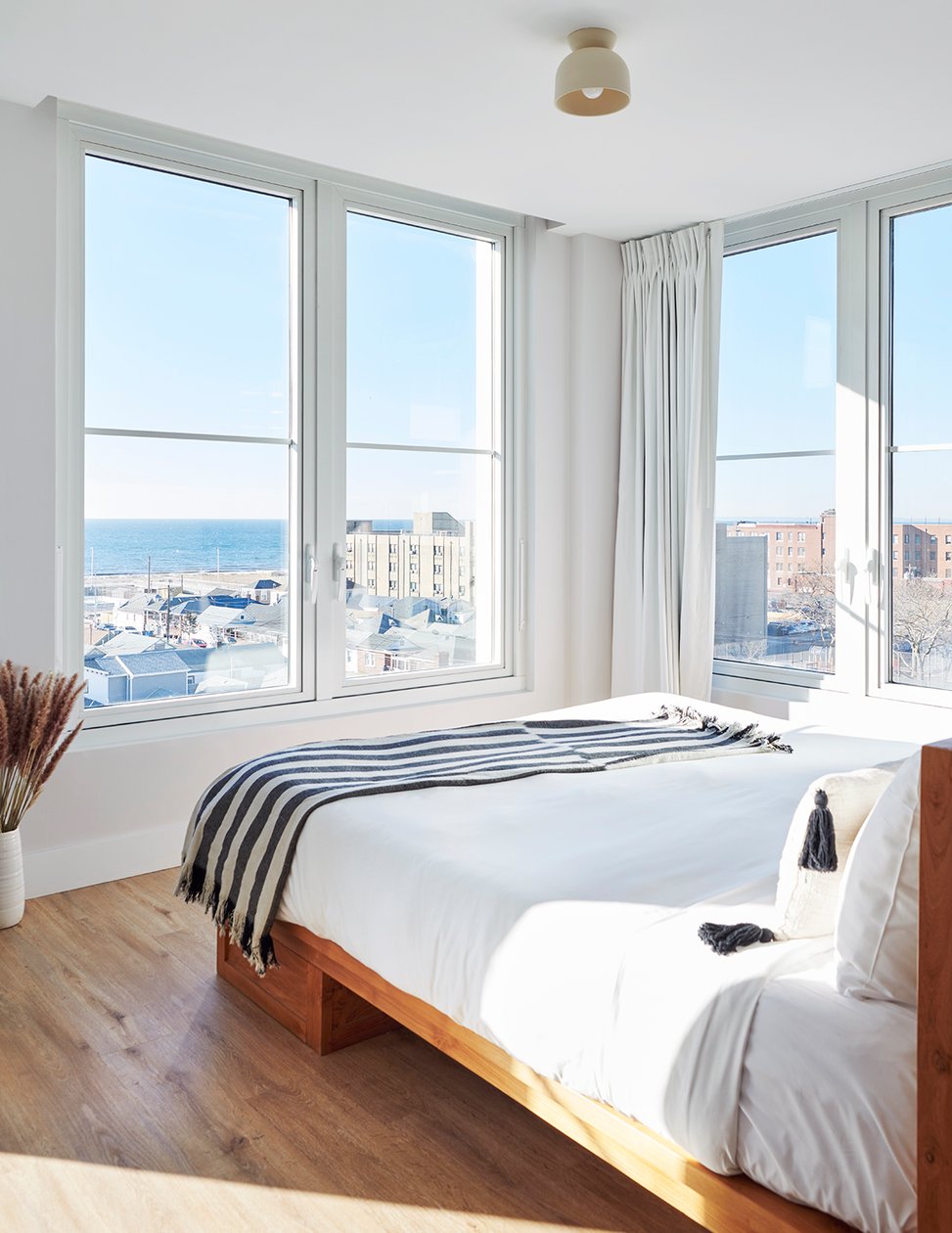 Ocean-view guest room at The Rockaway Hotel + Spa