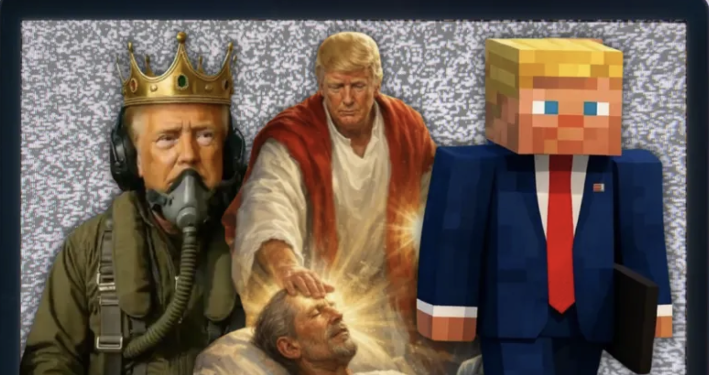 An AI portrait of the president in a scene that never happened, posted on purpose