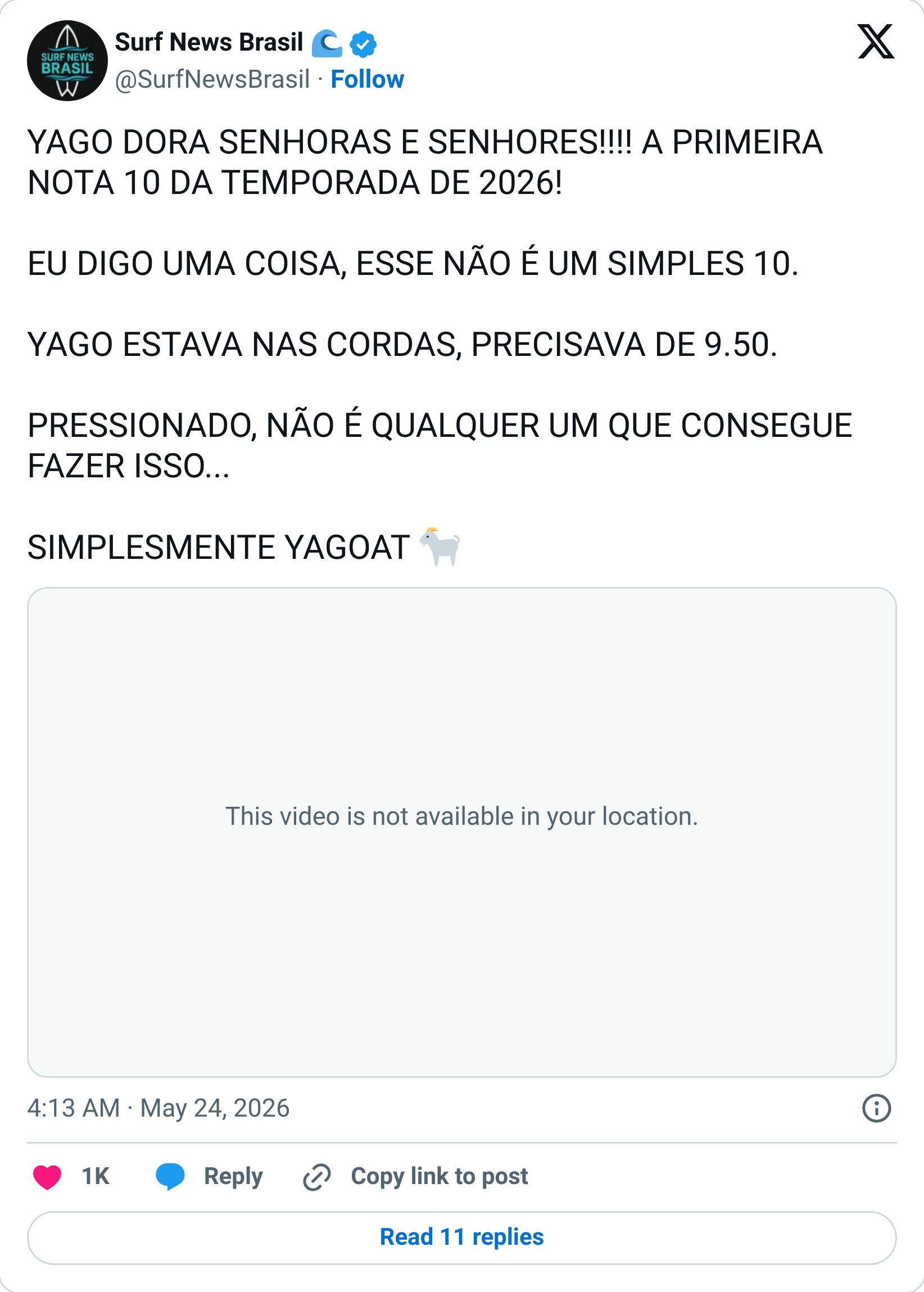 Tweet screenshot