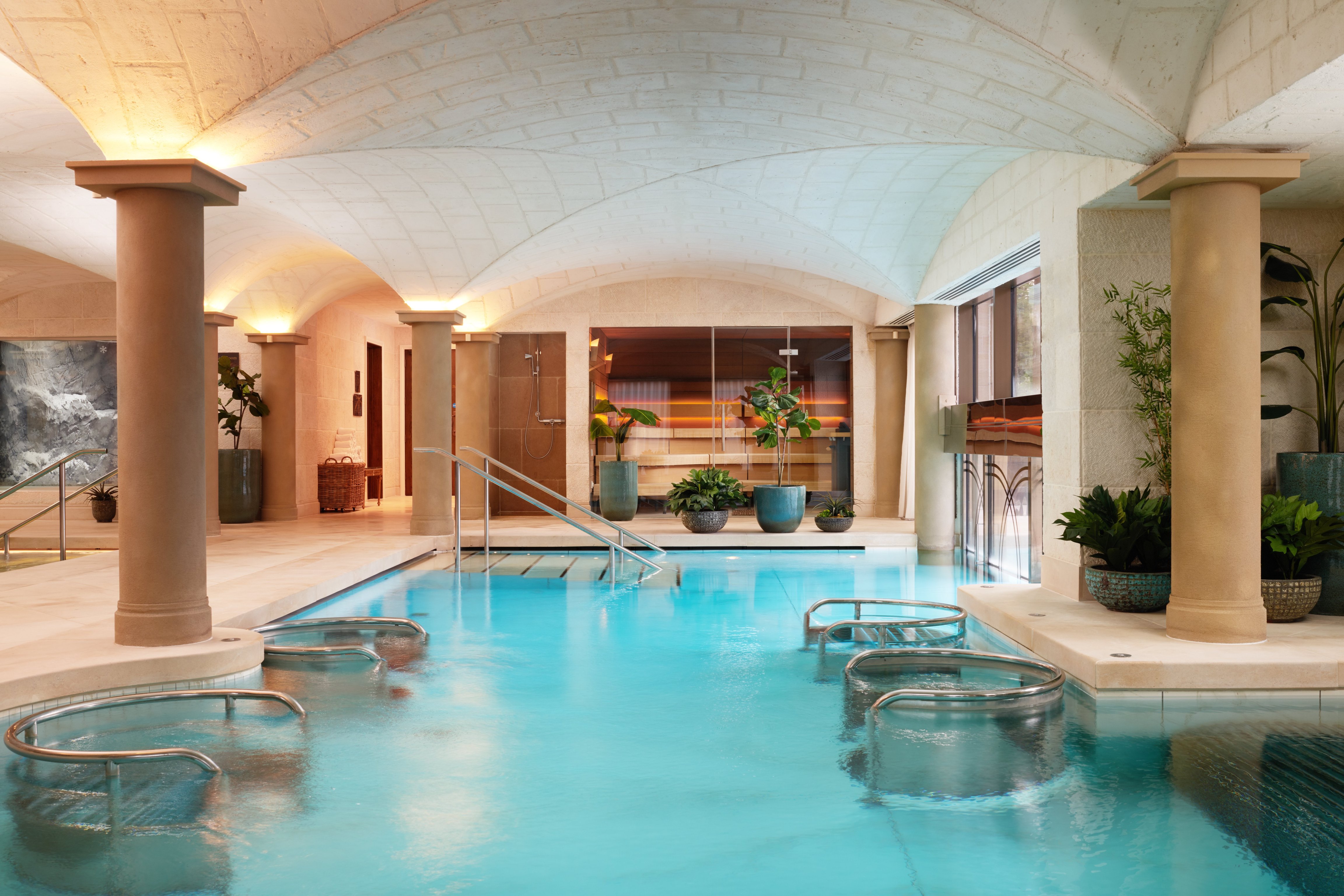 Indoor pool at Grantley Hall’s Three Graces spa