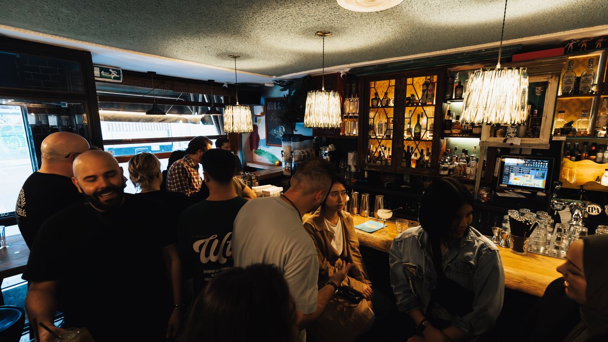 The interior of Dante bar in New York set up for a film shoot