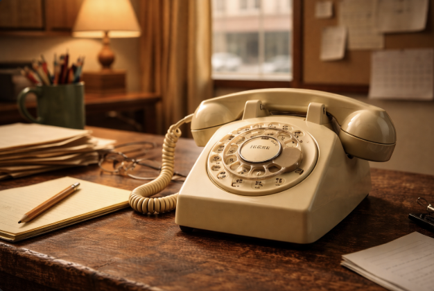 Vintage rotary telephone from the late 1960s