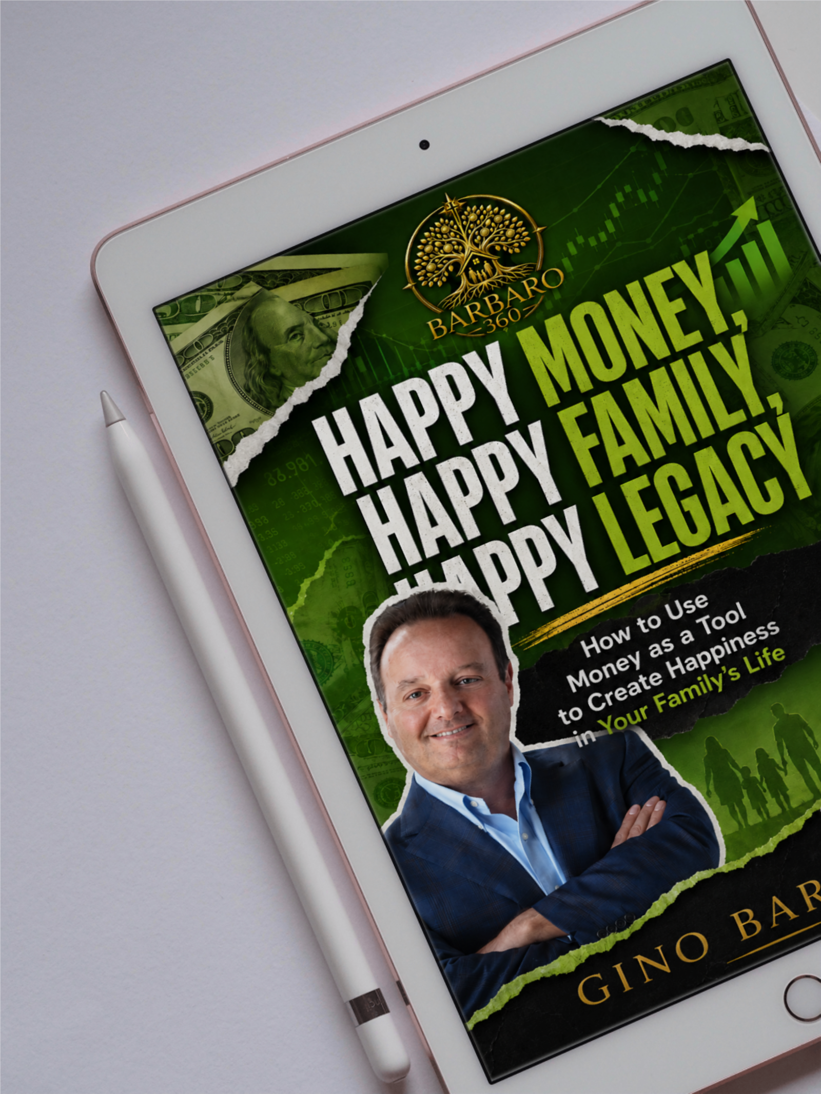 Happy Money, Happy Family, Happy Legacy digital guide mockup by Gino Barbaro