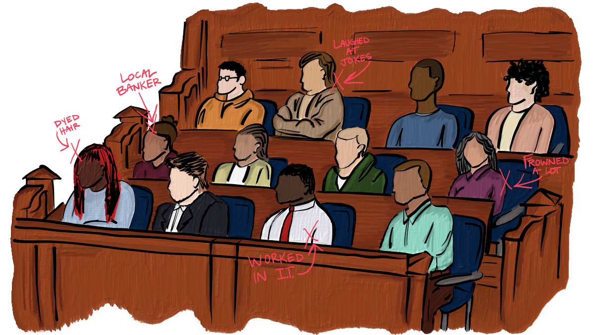 Illustration for Mississippi Today's report on death penalty jury selection
