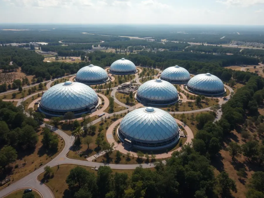 Illustrative dome-style data-center campus