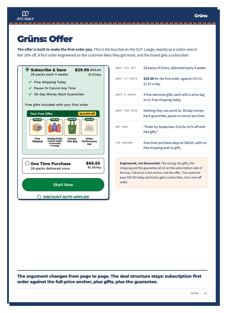 The Gr&uuml;ns offer page