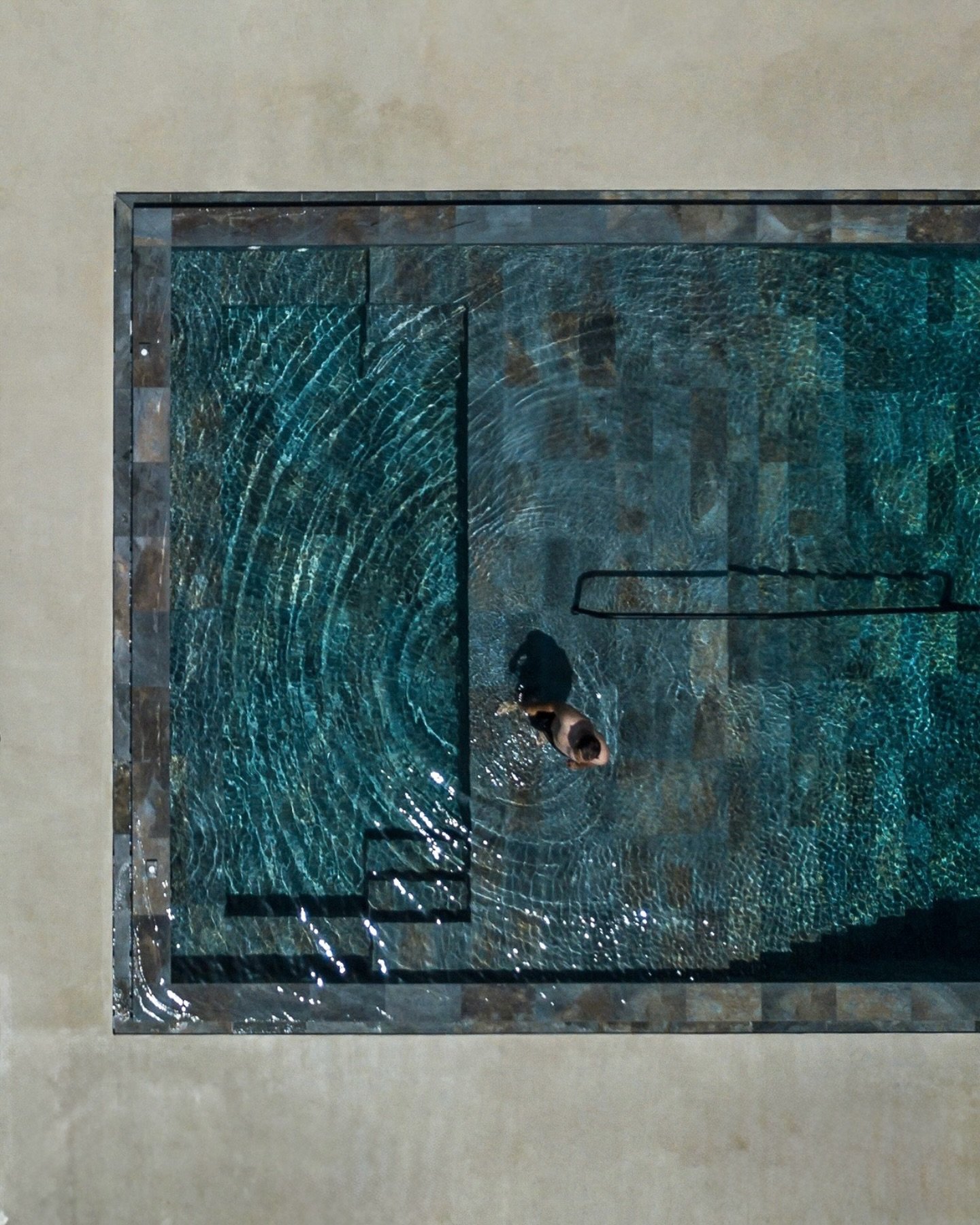 Overhead view of a private plunge pool at Istoria