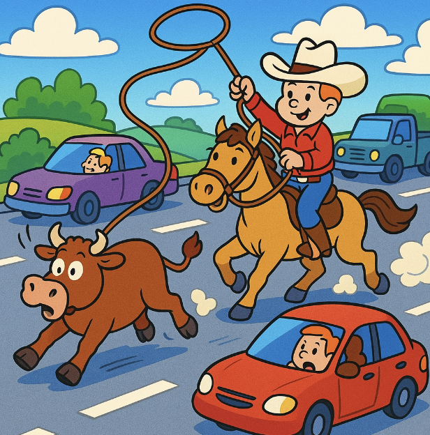 Watch: Mystery cow roped by cowboy on horseback on Pennsylvania highway - UPI.com