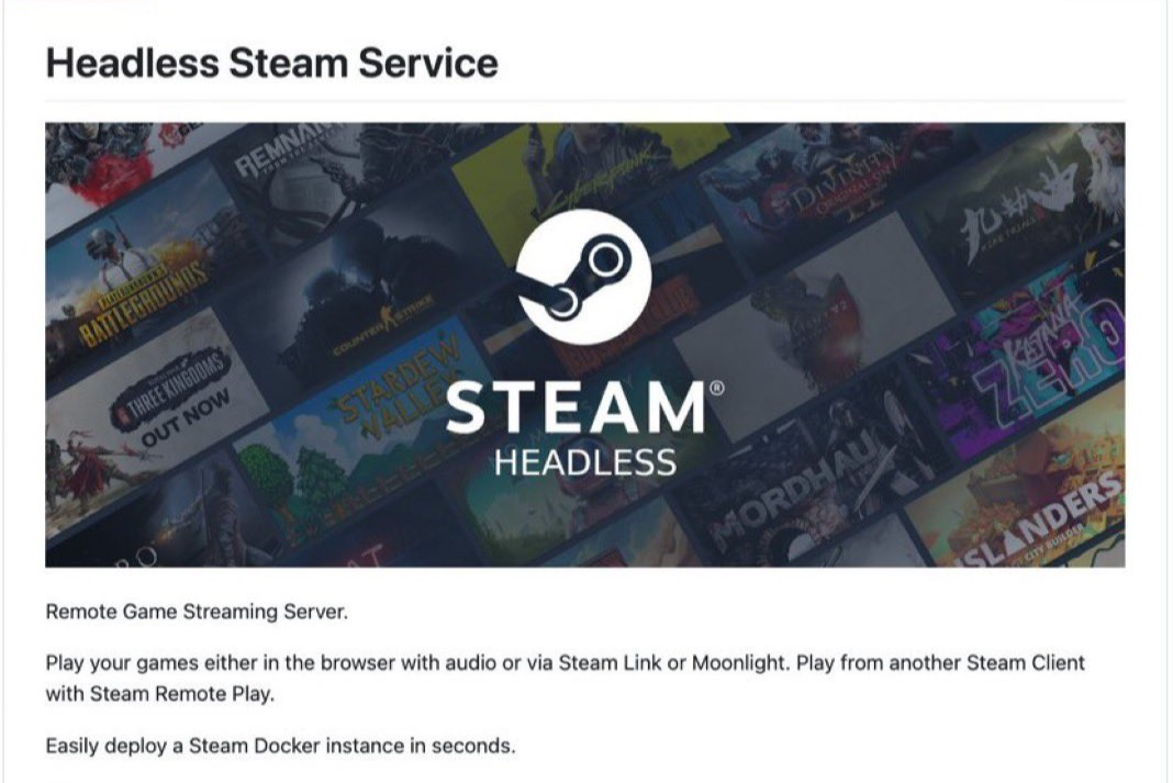Steam Headless Cloud Gaming