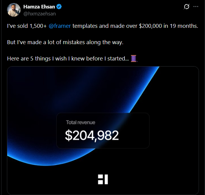 Hamza's Framer Revenue