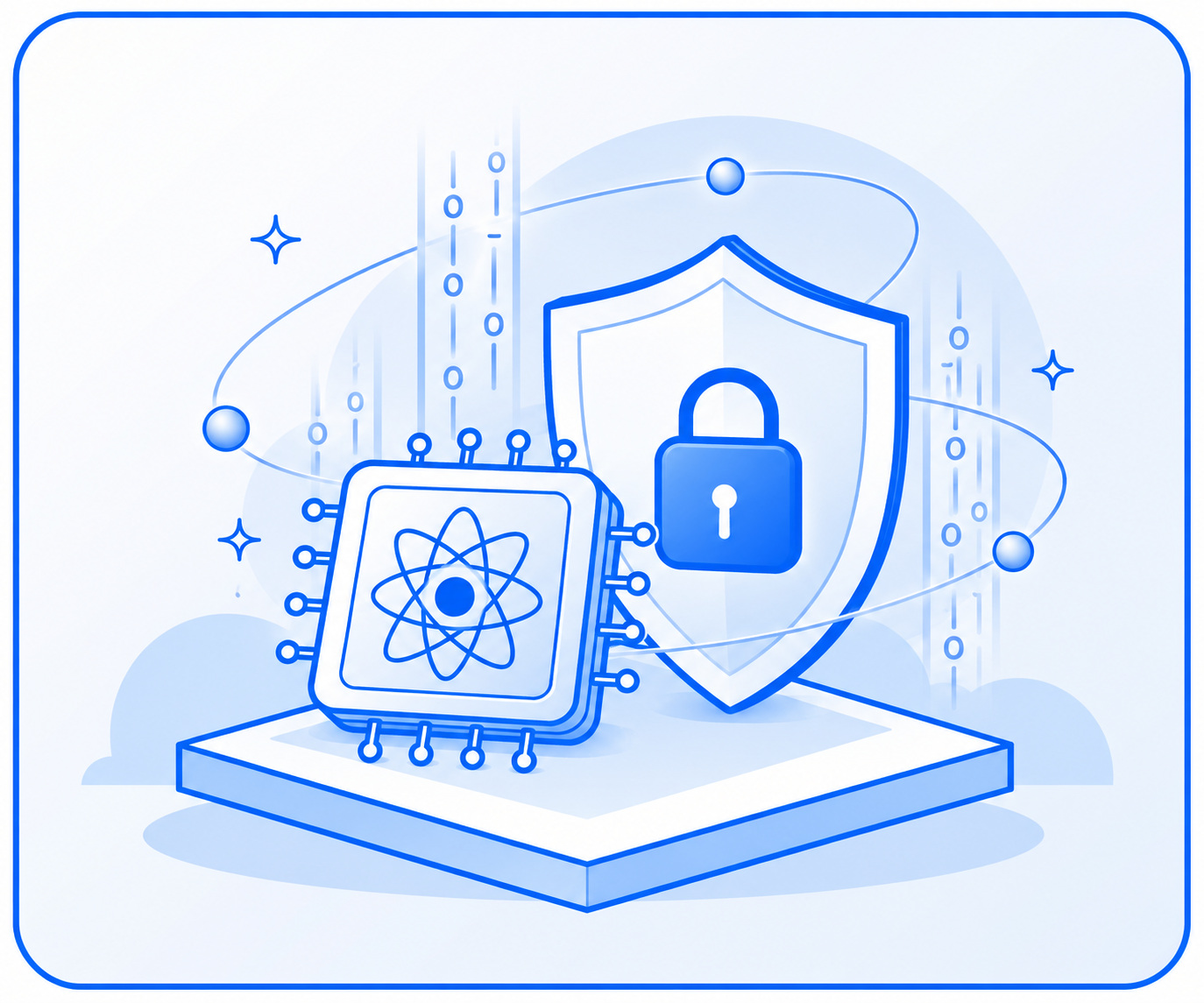 Quantum security chip, padlock and shield