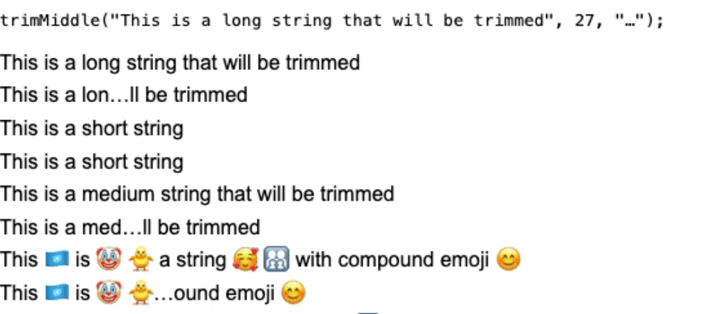 trimMiddle(): el método que necesitas para strings largos
