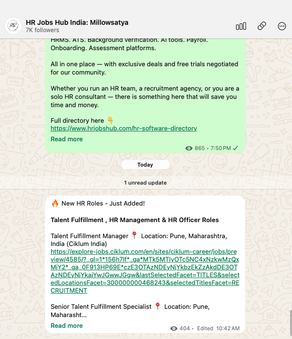 HR Jobs Hub India WhatsApp Channel — 7K followers