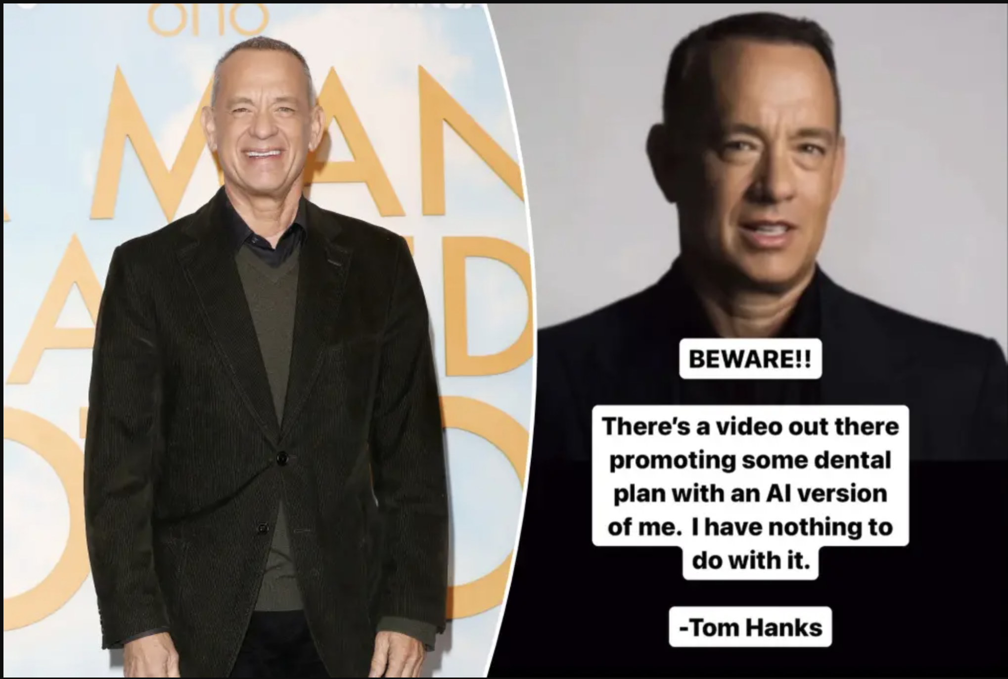 A well-known actor's digitally de-aged likeness appearing in a promotional video for a product he never actually endorsed