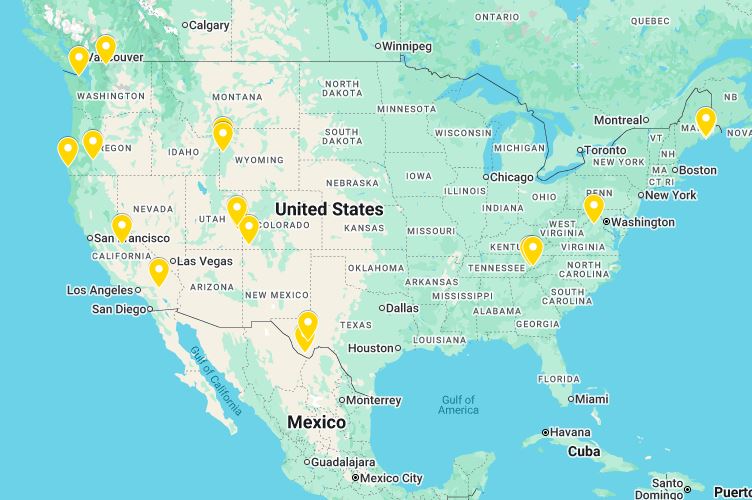 Map of featured Hotels Above Par picks