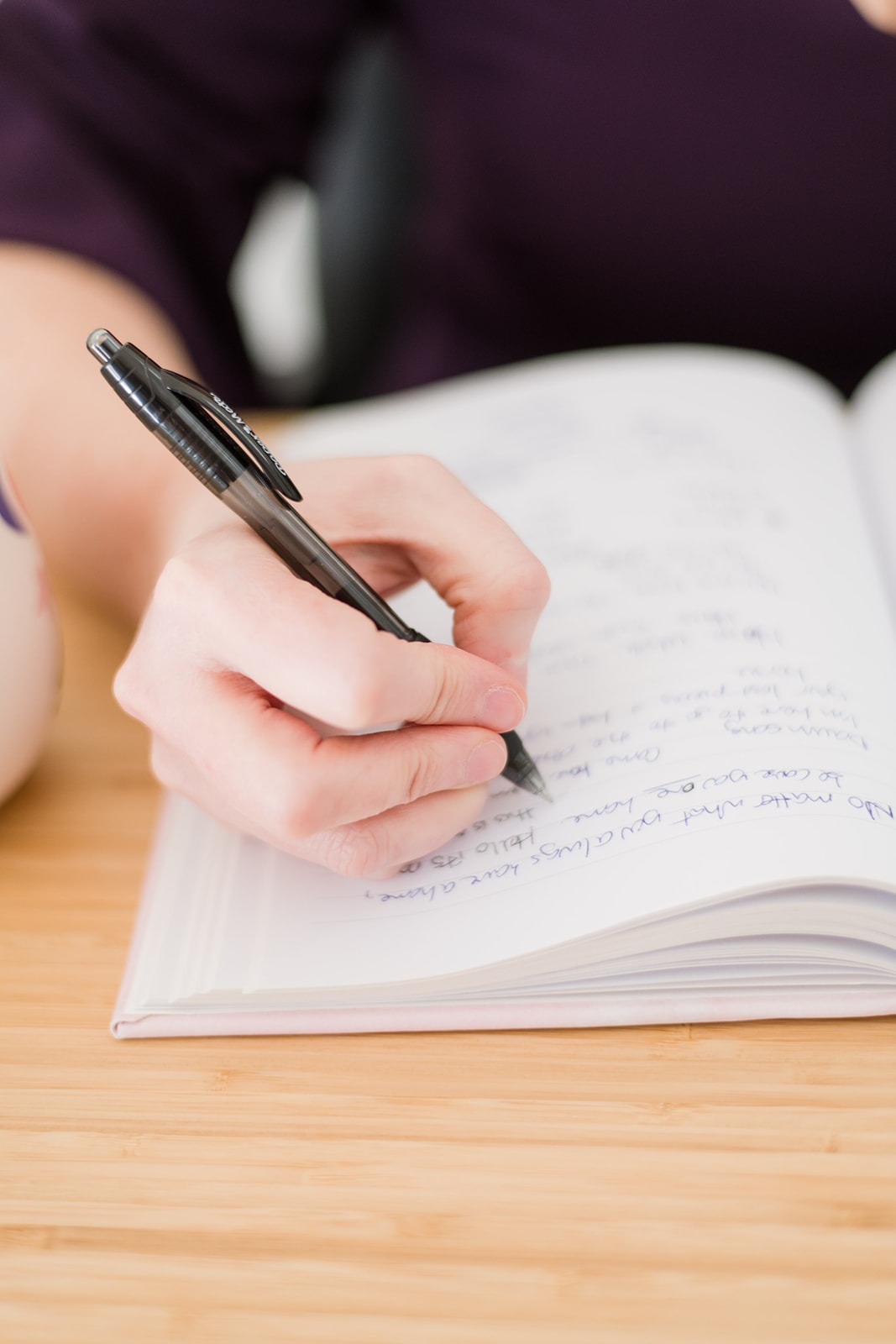 Eleanor’s hand writing in an open journal