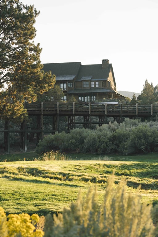 Brasada Ranch lodge surrounded by high desert landscaping
