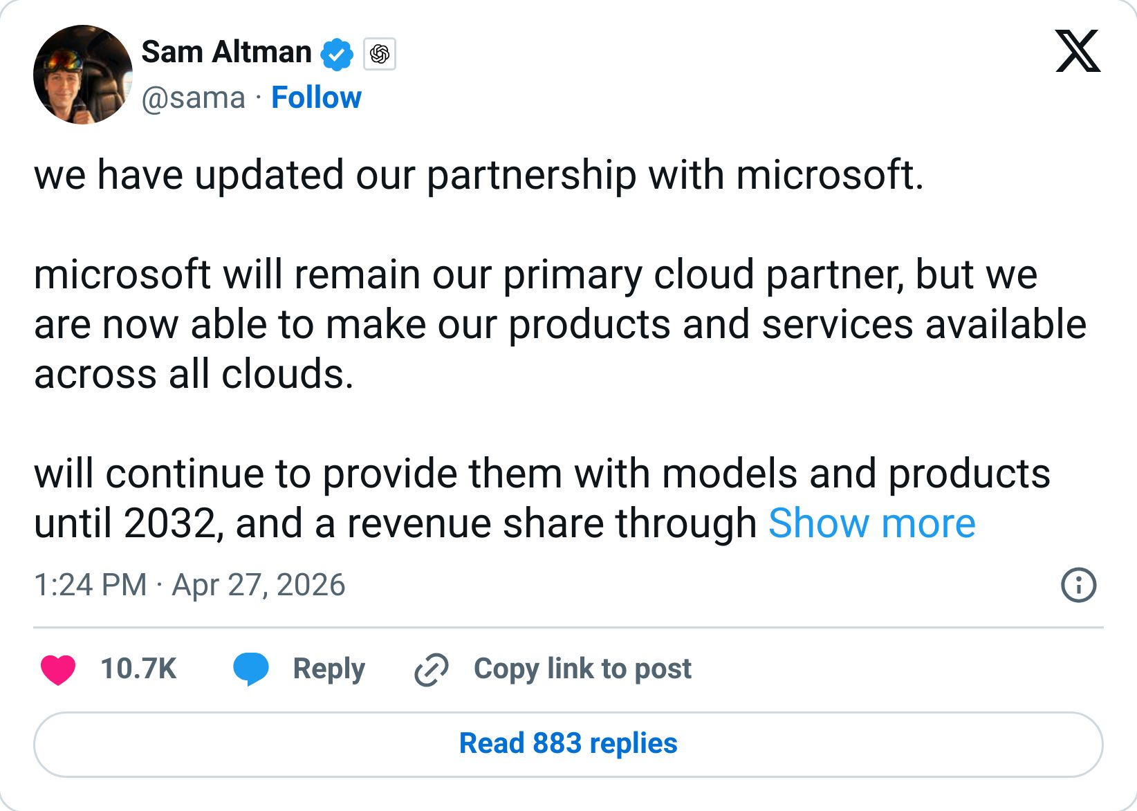 Tweet screenshot