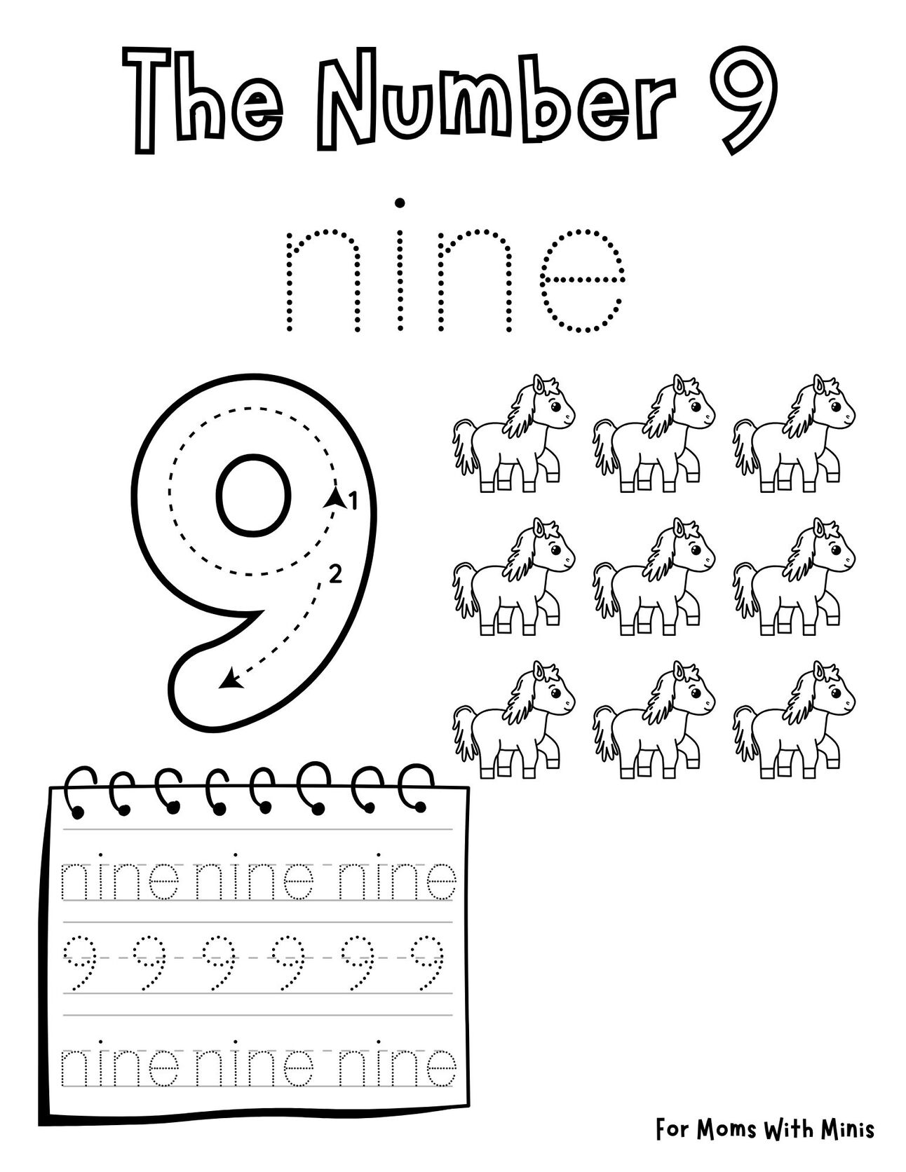 Number 9 Examples Write The Number 9