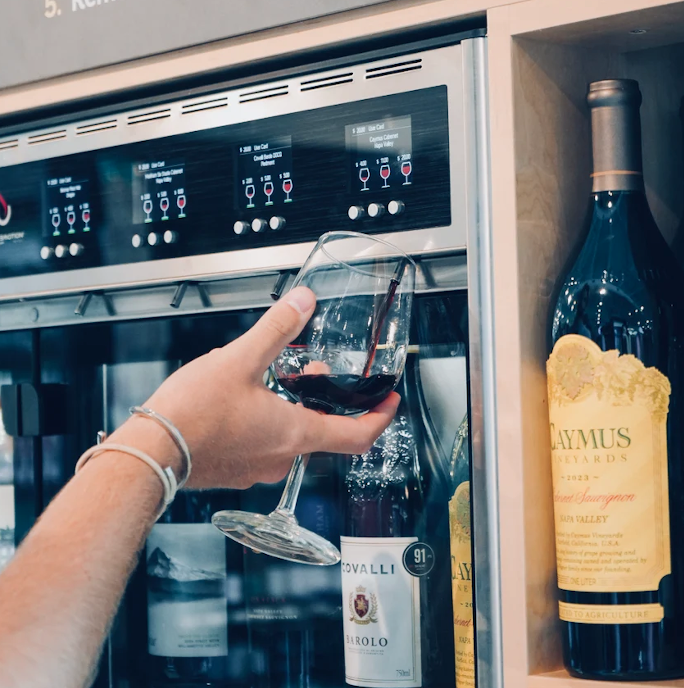 Wine selection and tasting area at The Good Pour in Naples