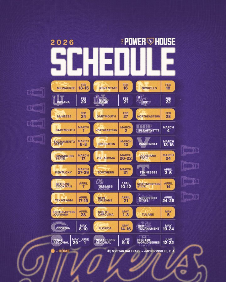 LSU Released Its 56 Game 2026 Baseball Schedule Which Begins On Friday Image 