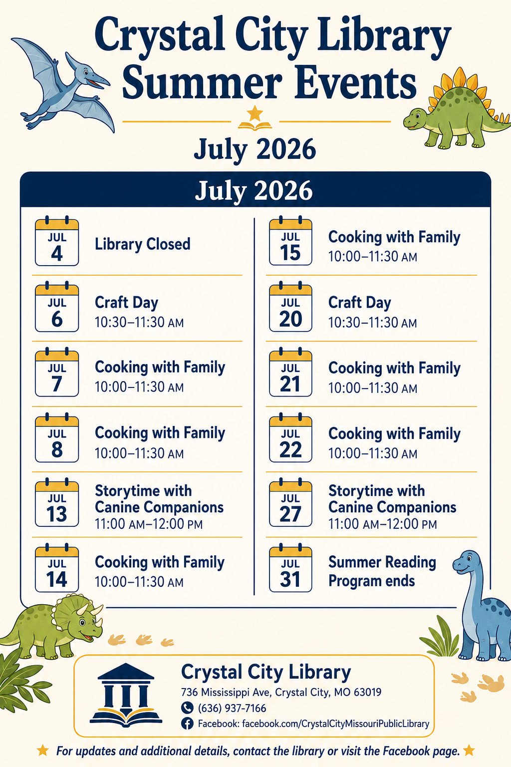 Crystal City Library July Events July 27