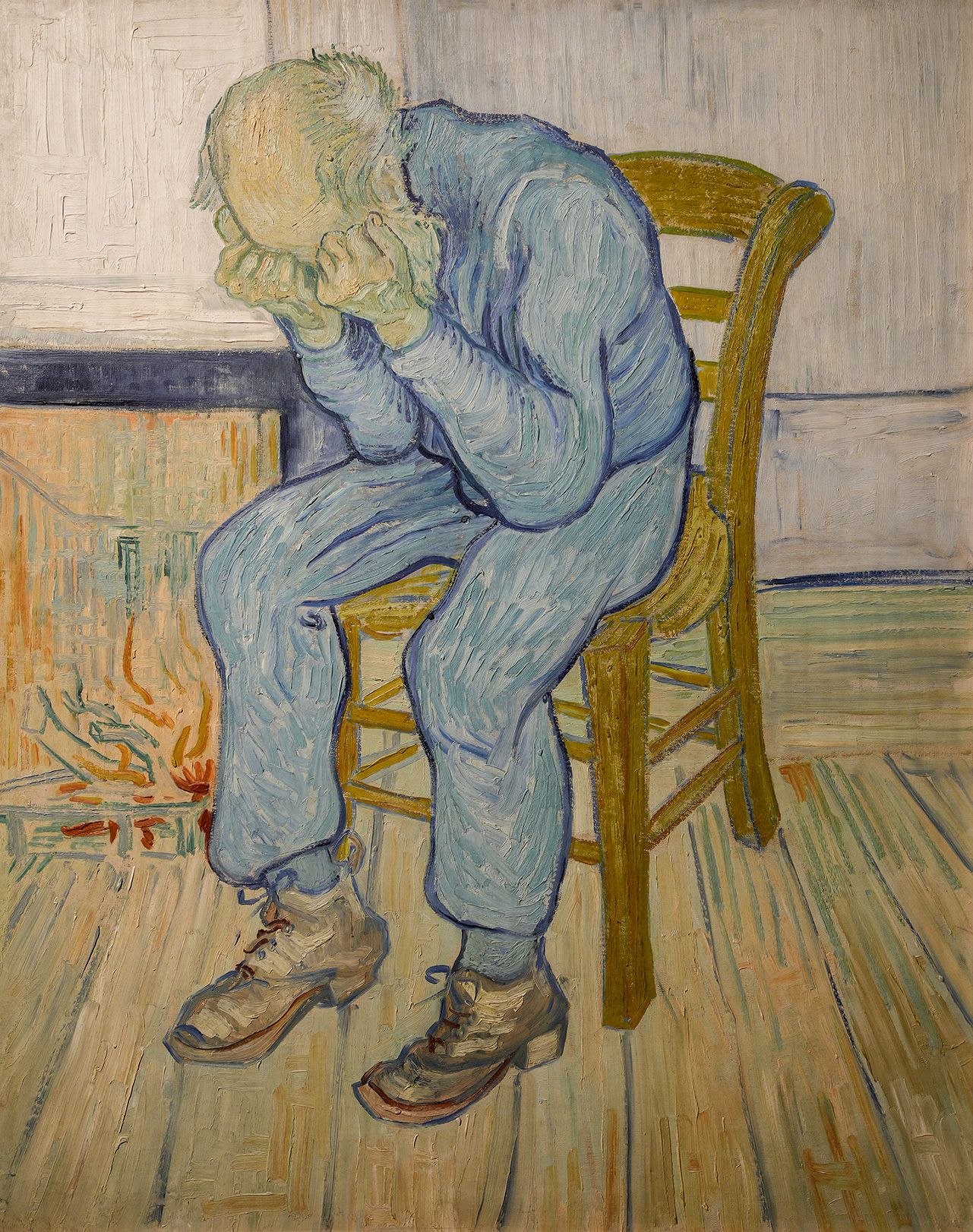 Vincent van Gogh’s At Eternity’s Gate, an old man seated with his face in his hands