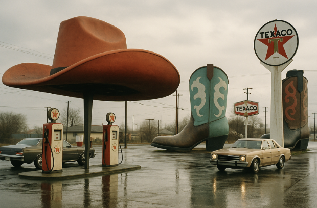 Hat ’n’ Boots Texaco in Georgetown, Seattle, 1977
