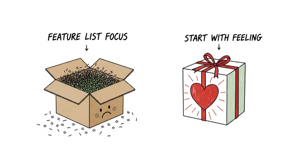 Feelings first, features later