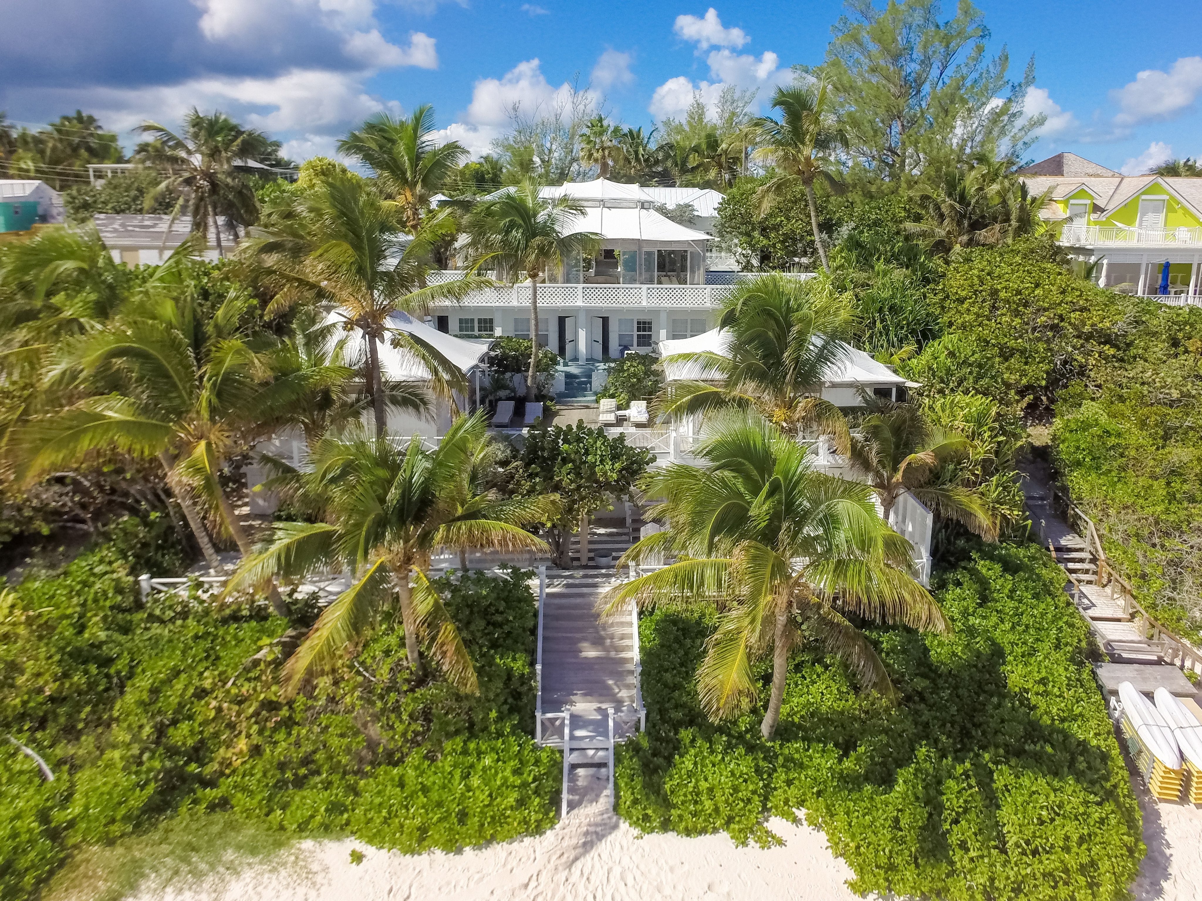 The Ocean View Club and its beach path on Harbour Island
