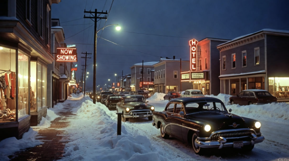 Main Street in Winter, Littleton, N.H., 1954