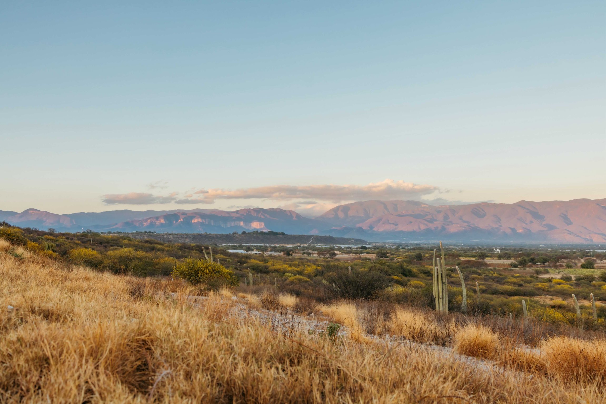 Open landscape and distant mountains in Oaxaca