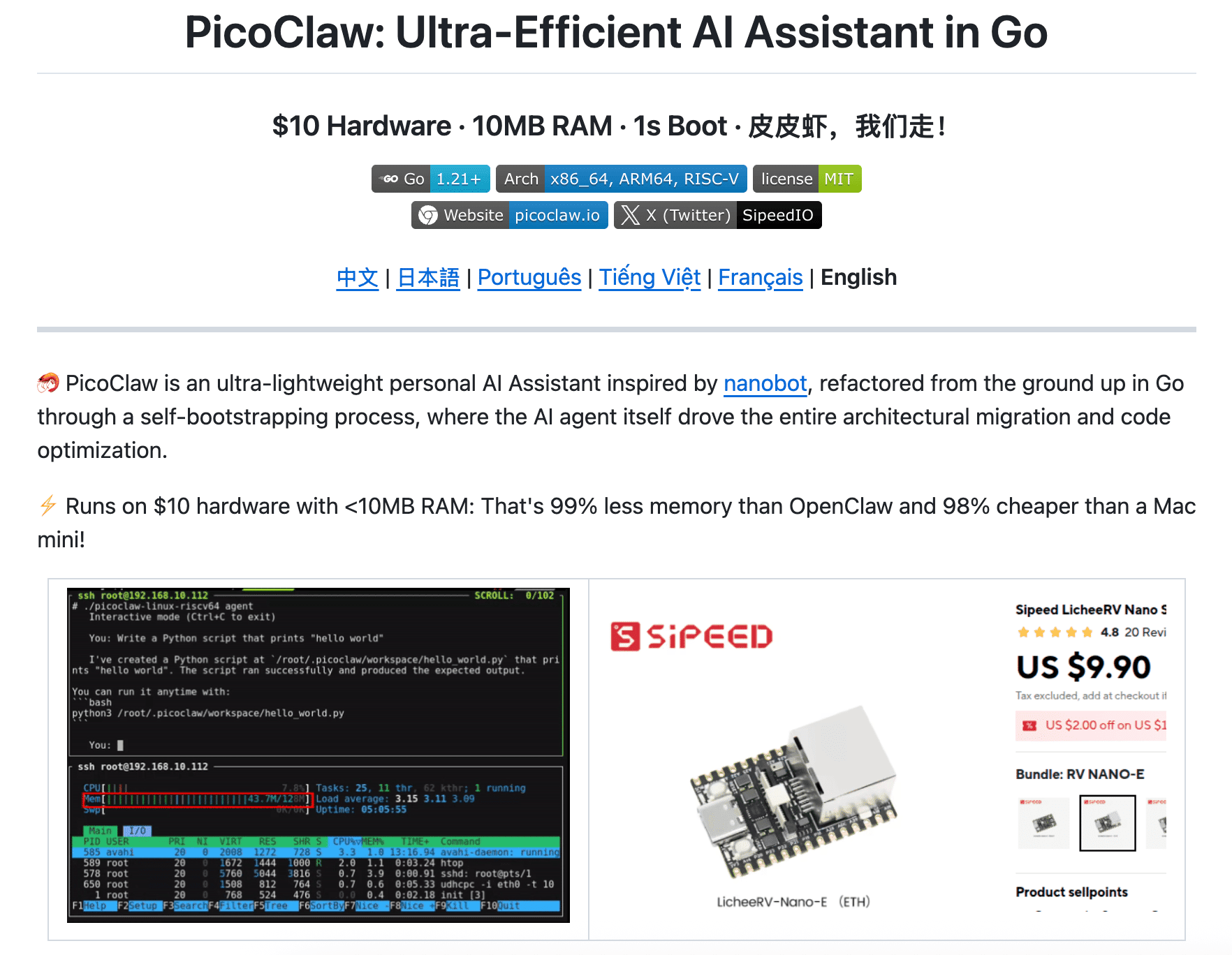 🦞 OpenClaw That Runs on $10 Hardware