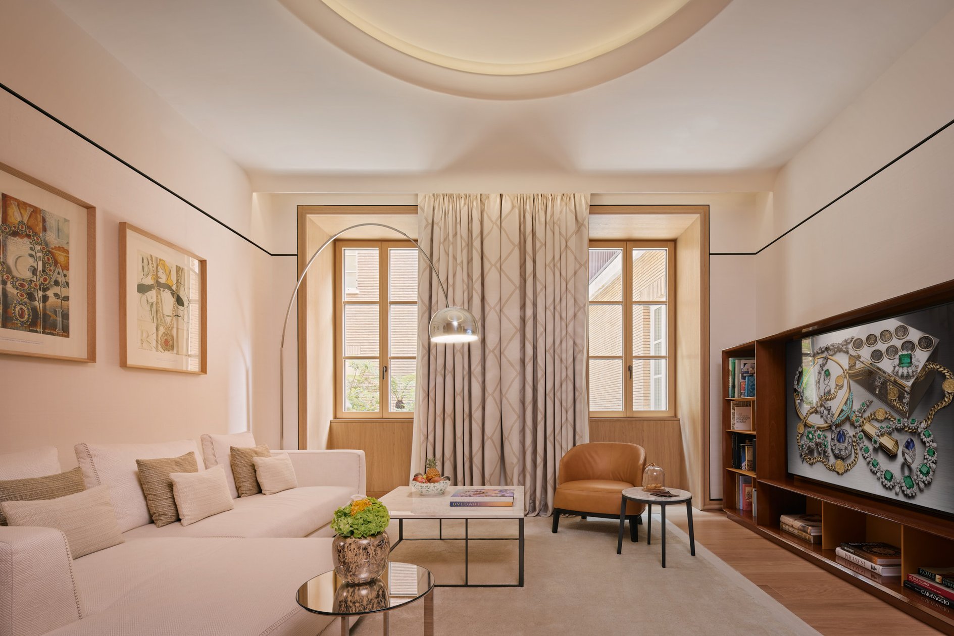 Elegant suite living room at Bvlgari Hotel Roma
