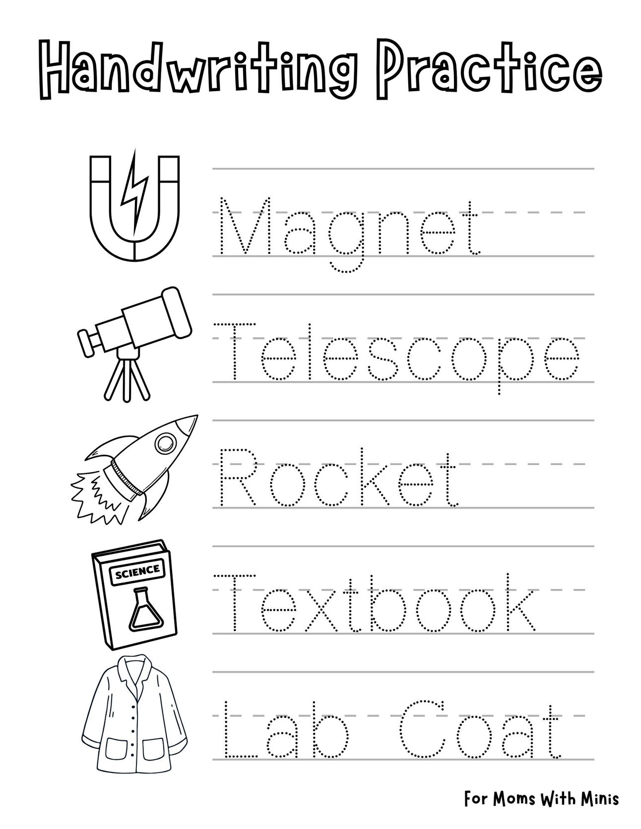 Vertical Writing Science Science Handwriting Practice